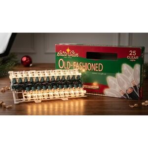 Brite Star Old Fashioned Ceramic C9 Christmas Light Set 25 Clear Bulb Strand